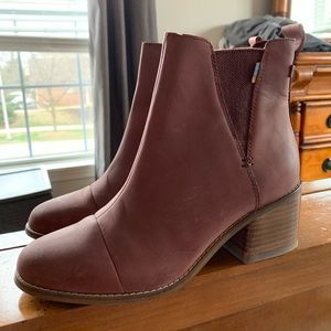 Toms Burgundy Chelsea bootie. Never worn. Size 8